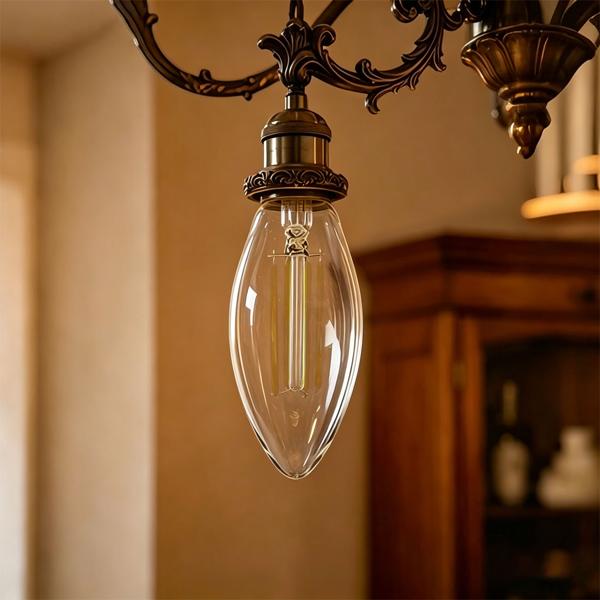 Lampada a candela LED a filamento C35 E14 4 W 400 lm bianco caldo 2500 K lampadina vintage lampada retrò luce calda forma candela