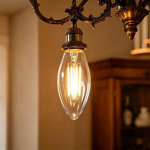 Lampada a candela LED a filamento C35 E14 4 W 400 lm bianco caldo 2500 K lampadina vintage lampada retrò luce calda forma candela