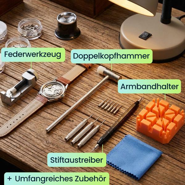 Profi Uhrenarmband-Reparaturset 26-tlg. – Armbandkürzer & Werkzeug Set für den Bandwechsel – Uhrenwerkzeug für zu Hause