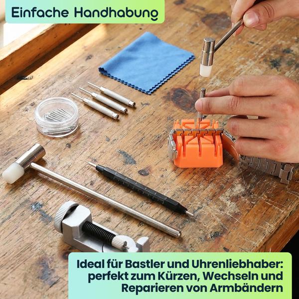 Profi Uhrenarmband-Reparaturset 26-tlg. – Armbandkürzer & Werkzeug Set für den Bandwechsel – Uhrenwerkzeug für zu Hause