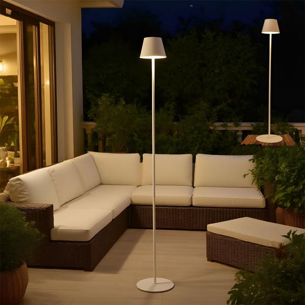 set di 2 Moderne lampade da terra LED regolabili in altezza, dimmerabili, bianche, 50 /90/130 cm - un‘elegante luce d‘atmosfera per soggiorno, camera da letto e ufficio