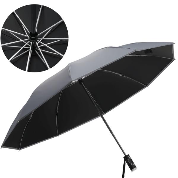 set di 2 ombrelli pieghevoli con torcia LED, Ø105 cm, nero: un compagno perfetto per tutte le stagioni in caso di buio e pioggia