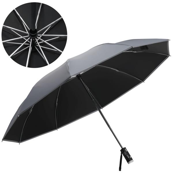 set di 2 ombrelli pieghevoli con torcia LED, Ø105 cm, antracite: un compagno perfetto per tutte le stagioni in caso di buio e pioggia