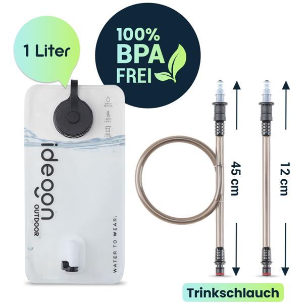 Ultraleichte Umhängetasche mit Trinkblase, 1l - Crossbody Bag mit Trinksystem ideal fürs Wandern, Laufen, Biken, Sport und Outdoor