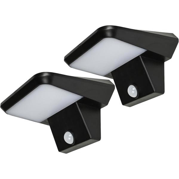 2er-Set Solar Aussen-Wandleuchte Schwarz IP44: Mit PIR-Sensor – Ihr kabelloses LED-Licht für Garten & Eingangsbereich clever & sicher