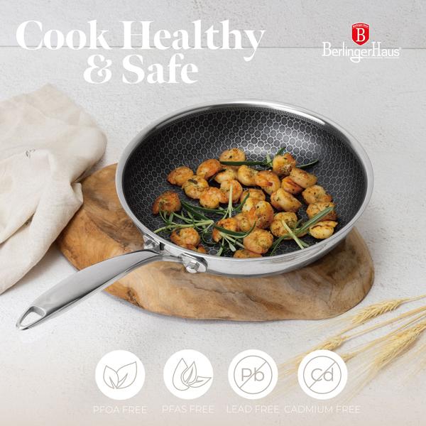 Premium Kochgeschirr-Set 6-teilig aus Edelstahl – Töpfe und Pfannen, kratzfest, spülmaschinengeeignet, backofentauglich bis 300°C