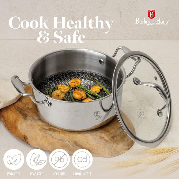 Set di pentole Premium, 8 pezzi - set di pentole eleganti e robuste per l‘uso quotidiano, pentole e padelle di alta qualità per un uso professionale in qualsiasi cucina