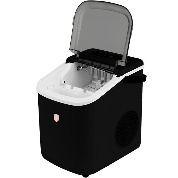 Premium Ice Machine & Ice Cube Maker Black-Rose Gold, 9 Perfect Ice Cubes in 6 Minutes & 10 kg/24h, Compact for Bar & Kitchen