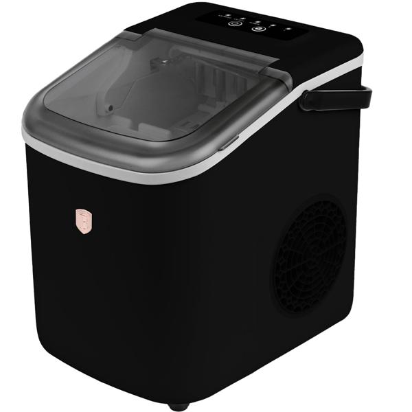 Premium Ice Machine & Ice Cube Maker Black-Rose Gold, 9 Perfect Ice Cubes in 6 Minutes & 10 kg/24h, Compact for Bar & Kitchen