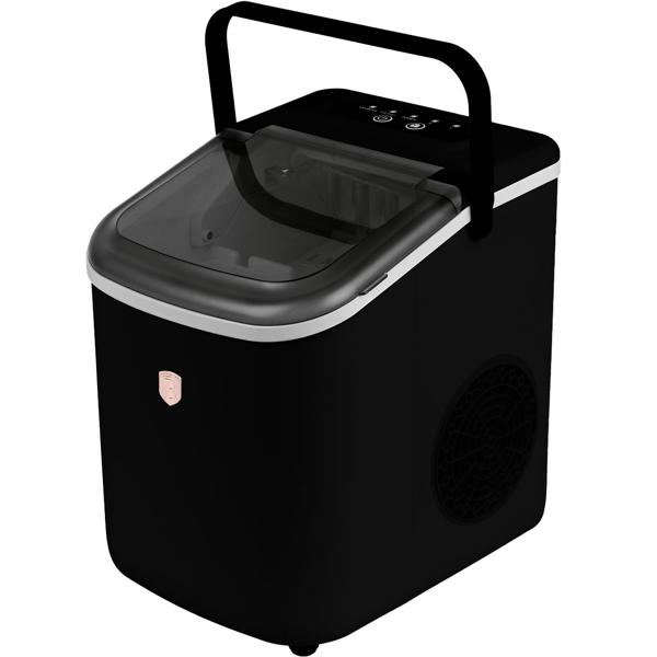 Premium Ice Machine & Ice Cube Maker Black-Rose Gold, 9 Perfect Ice Cubes in 6 Minutes & 10 kg/24h, Compact for Bar & Kitchen