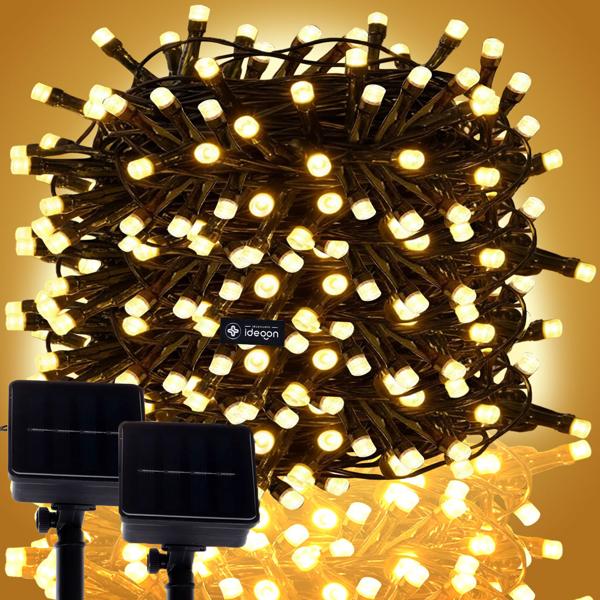 set of 2 solar fairy lights 100 warm white LEDs, 12.5m: Create a magical ambience - wireless for parties & patios