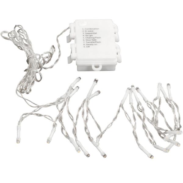 set of 2 LED fairy lights warm white 1.7m: Atmospheric decoration with 8 modes & timer - Cordless freedom with battery, ideal for indoor & outdoor use