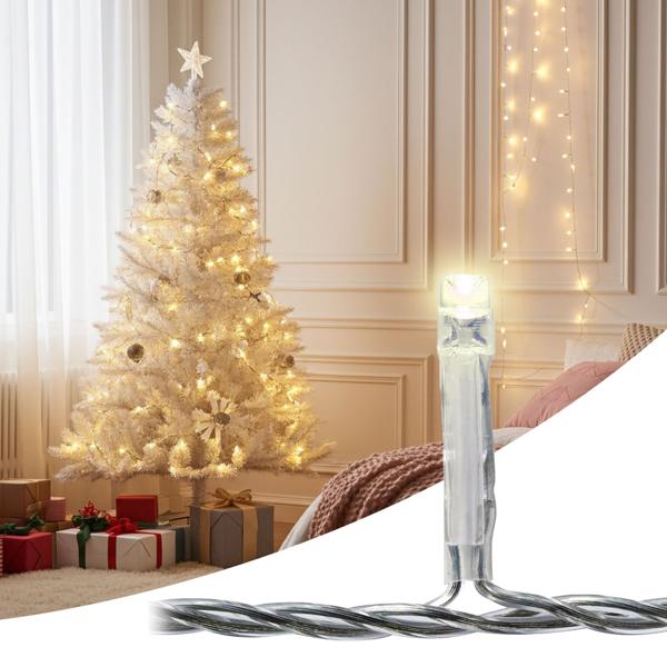 set of 2 LED fairy lights warm white 1.7m: Atmospheric decoration with 8 modes & timer - Cordless freedom with battery, ideal for indoor & outdoor use