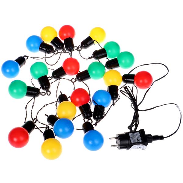 2er-Set Stimmungsvolle 4-farbige LED-Lichterkette mit 20 Glühbirnen, ca. 4 m, IP44: Farbenfrohe Lichtergirlande - Ideal für Garten, Balkon & Party