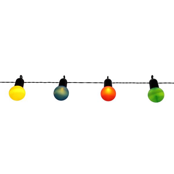 2er-Set Stimmungsvolle 4-farbige LED-Lichterkette mit 20 Glühbirnen, ca. 4 m, IP44: Farbenfrohe Lichtergirlande - Ideal für Garten, Balkon & Party