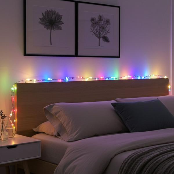 Catena luminosa in filo multicolore 80 LED IP44, 425 cm, a batteria - luci colorate per decorazioni d‘atmosfera per interni ed esterni