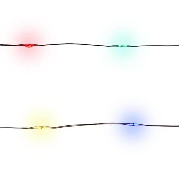 Catena luminosa in filo multicolore 80 LED IP44, 425 cm, a batteria - luci colorate per decorazioni d‘atmosfera per interni ed esterni