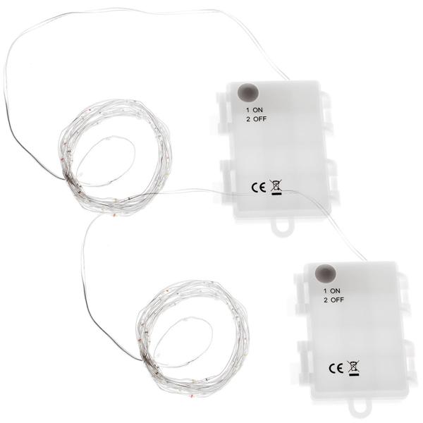 Lot de 2 guirlandes lumineuses en fil multicolore 80 LED IP44, 425 cm, à piles - guirlande colorée pour une déco d’ambiance intérieure et extérieure