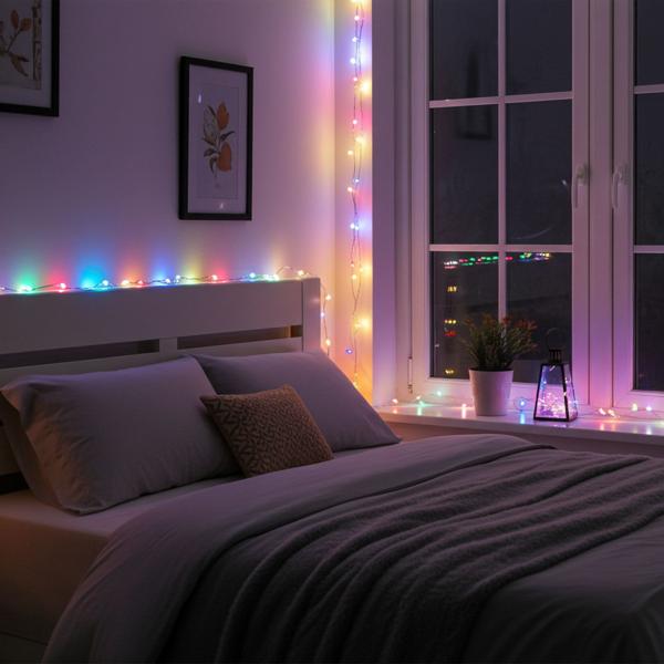 Lot de 2 guirlandes lumineuses en fil multicolore 80 LED IP44, 425 cm, à piles - guirlande colorée pour une déco d’ambiance intérieure et extérieure