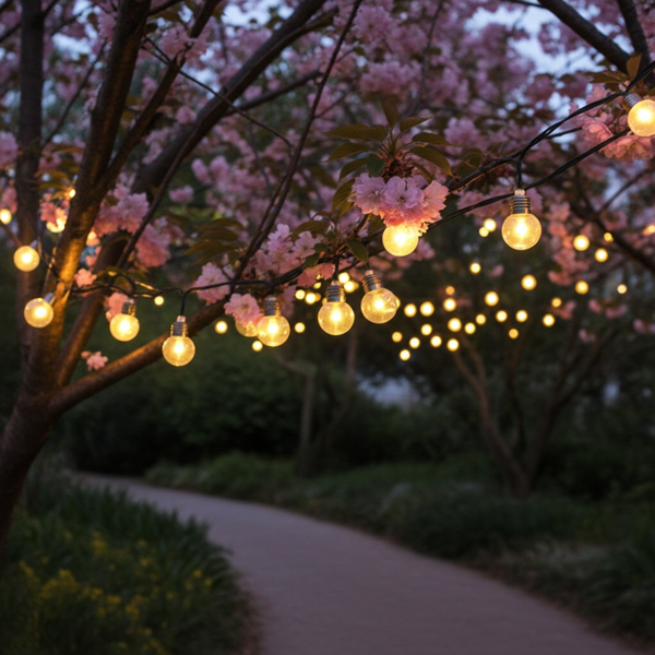 Solar-LED-Lichterkette mit 20 Glühbirnen (2,85m) – Warmweisse Garten-Lichterkette mit Dämmerungssensor & 2 Leuchtmodi, IP44