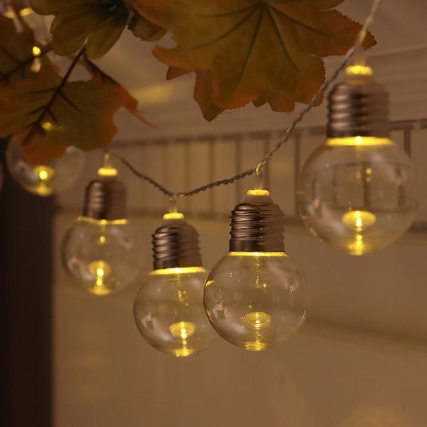 Solar-LED-Lichterkette mit 20 Glühbirnen (2,85m) – Warmweisse Garten-Lichterkette mit Dämmerungssensor & 2 Leuchtmodi, IP44