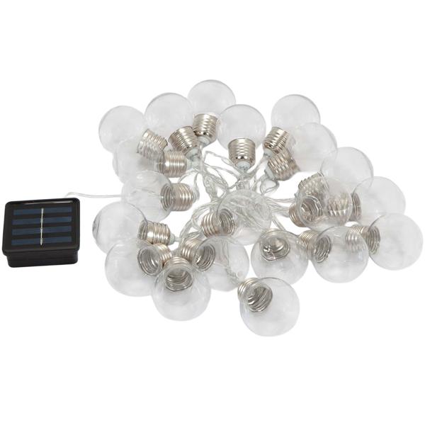 set of 2 solar LED fairy lights with 20 LEDs, light bulb shape, 2.85 meters, IP44