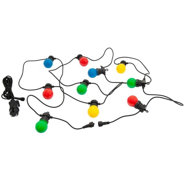 Guirlande lumineuse LED à 4 couleurs et 10 ampoules, env. 2,7 m, IP44 : Guirlande lumineuse colorée - Idéale pour jardin, balcon et fête