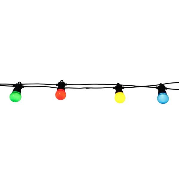 2er-Set Stimmungsvolle 4-farbige LED-Lichterkette mit 10 Glühbirnen, ca. 2,7 m, IP44: Farbenfrohe Lichtergirlande - Ideal für Garten, Balkon & Party