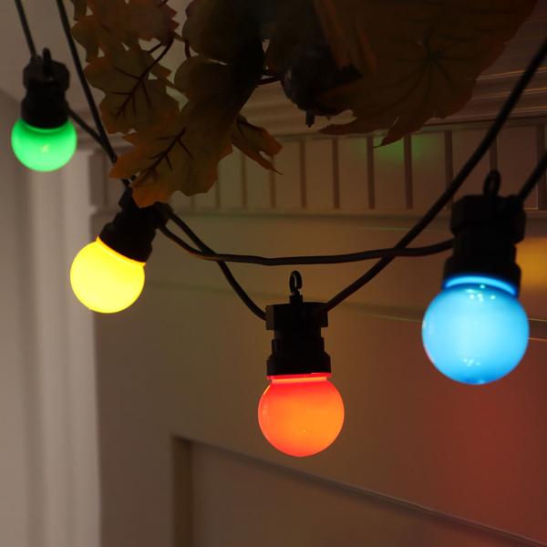 2er-Set Stimmungsvolle 4-farbige LED-Lichterkette mit 10 Glühbirnen, ca. 2,7 m, IP44: Farbenfrohe Lichtergirlande - Ideal für Garten, Balkon & Party