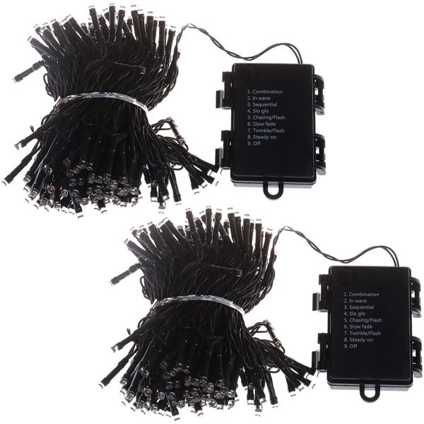 2er-Set Stimmungsvolle LED Lichterkette 14m, 192 LEDs, warmweiss: 7 Leuchtmodi, batteriebetrieben, für Innen & Aussen, IP44 - Perfekte Weihnachtsdeko
