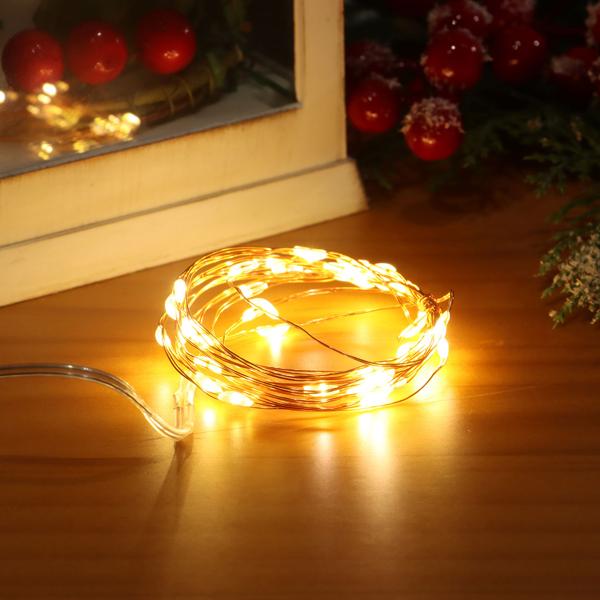 2er-Set Traumhafte Draht Lichterkette 40 LEDs, warmweiss, 2m – Gemütliche Weihnachts-Deko für Innen – Batteriebetrieben, IP20 
