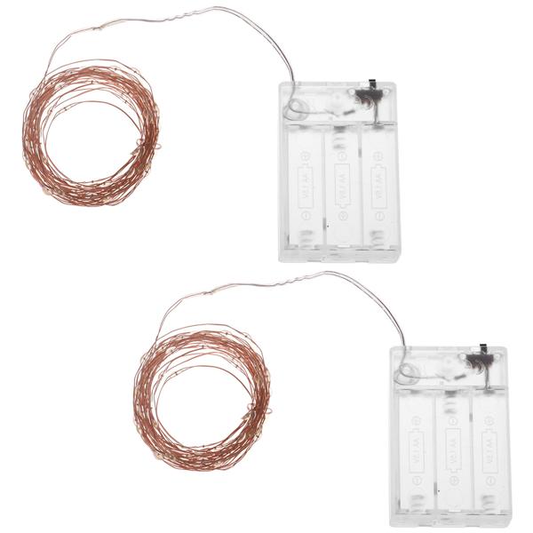 2er-Set LED-Micro-Lichterkette 5m – 100 warmweisse LEDs, batteriebetrieben – für Innen, flexibel, langlebig & stimmungsvoll–ideal für Deko