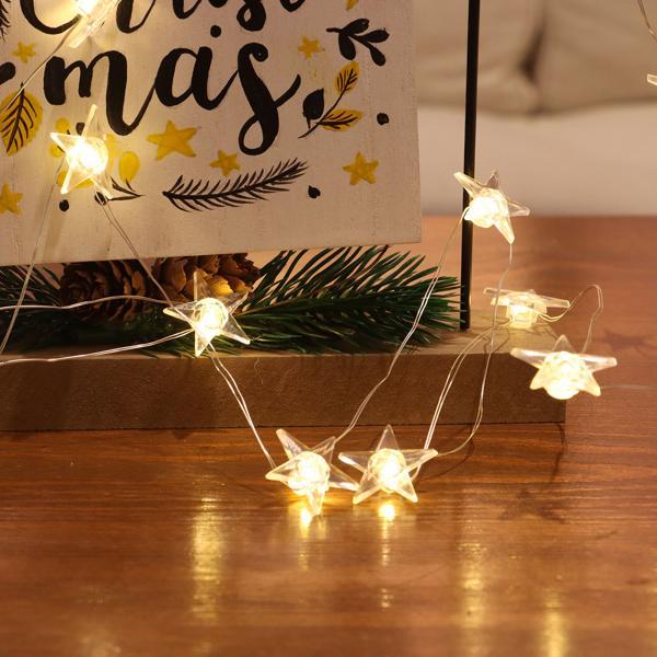 Zauberhafte LED Sternen-Lichterkette mit 40 Sternen, warmweiss, 4,2m – Zauberhafte Deko, Ideal für Fenster, Weihnachten, als Geschenk - Batteriebetrieb