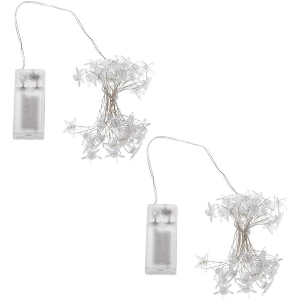 Set da 2 incantevoli ghirlande luminose a stelle LED, bianco caldo, 4,2 m – Decorazione incantevole, ideale per finestre, Natale, come regalo - a batteria