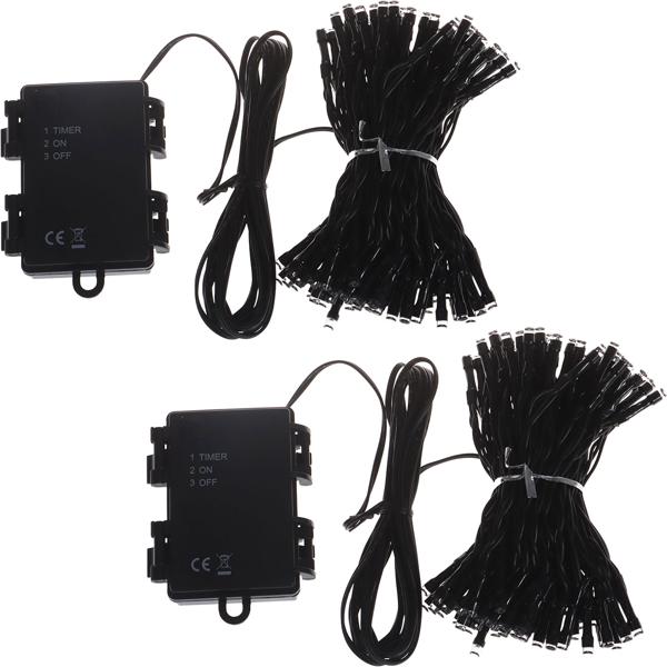 2er-Set Wunderbare 100 LEDs Lichterkette 7,5 m warmweiss – IP44 Wasserdicht, Batteriebetrieben mit Timer für Weihnachtsdeko & Partys Aussen