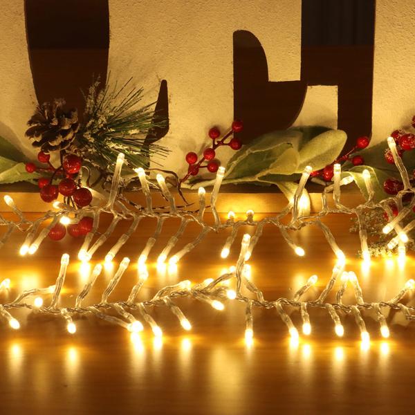 Wunderschöne LED-Büschel-Lichterkette, 2000 warmweisse LEDs, 8 Leucht-Modi, IP44, 20m - Ideal für Weihnachten, Balkon, Garten, Hochzeit & Dekoration
