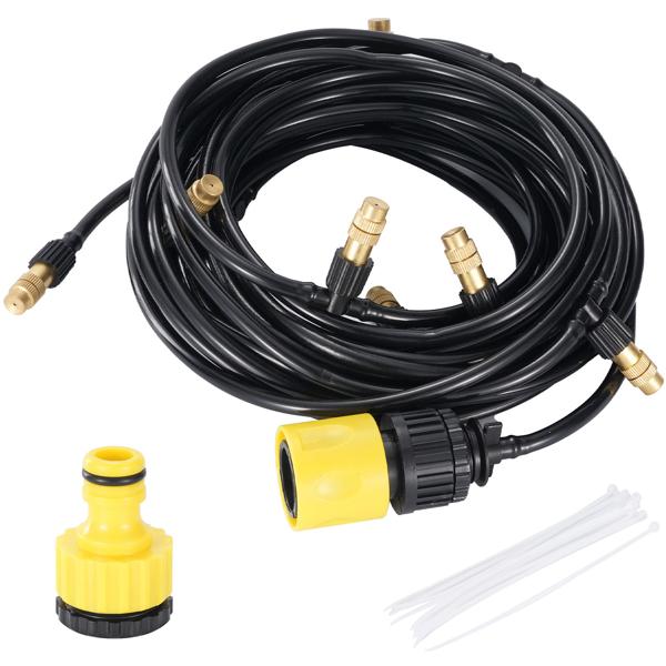 set of 2 water sprayers with 10-meter hose and 10 metal nozzles, click system: A patio cooler for instant refreshment & easy garden irrigation