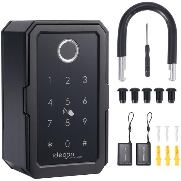 Smart key safe with fingerprint, PIN, transponder card, Bluetooth - A secure keybox for home, office & vacation rental