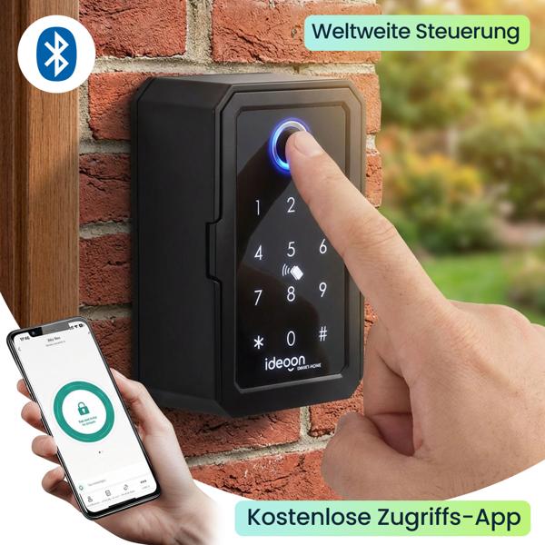 Smarter Schlüssel-Safe mit Fingerabdruck, PIN, Transponder-Karte, Bluetooth – Eine sichere Keybox für Haus, Büro & Ferienwohnung