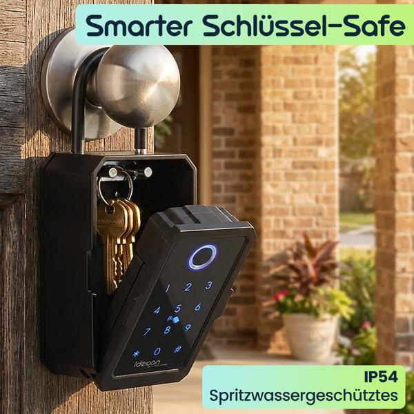 Smarter Schlüssel-Safe mit Fingerabdruck, PIN, Transponder-Karte, Bluetooth – Eine sichere Keybox für Haus, Büro & Ferienwohnung