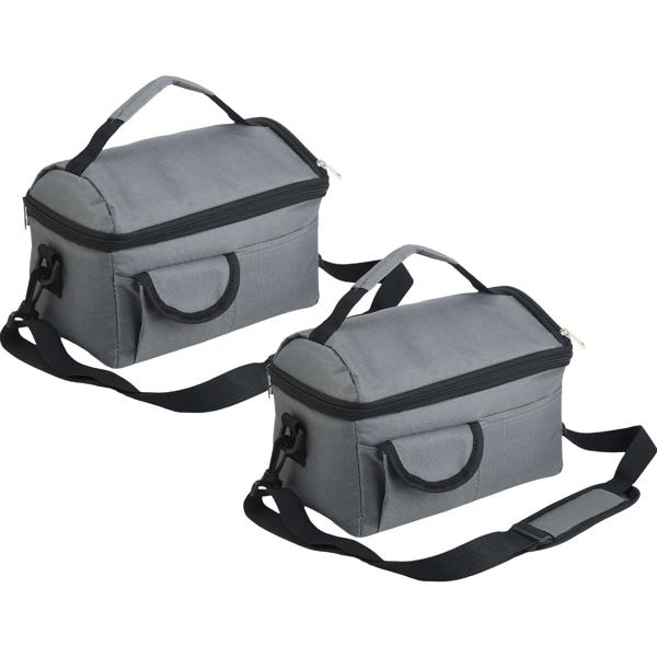 2 mini-sacs isothermes pliants (6 L) – isolants et anti-fuite – sacs avec bandoulière, poignée et compartiments – pour pique-niques et bureau