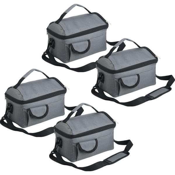 4 mini-sacs isothermes pliants (6 L) – isolants et anti-fuite – sacs avec bandoulière, poignée et compartiments – pour pique-niques et bureau