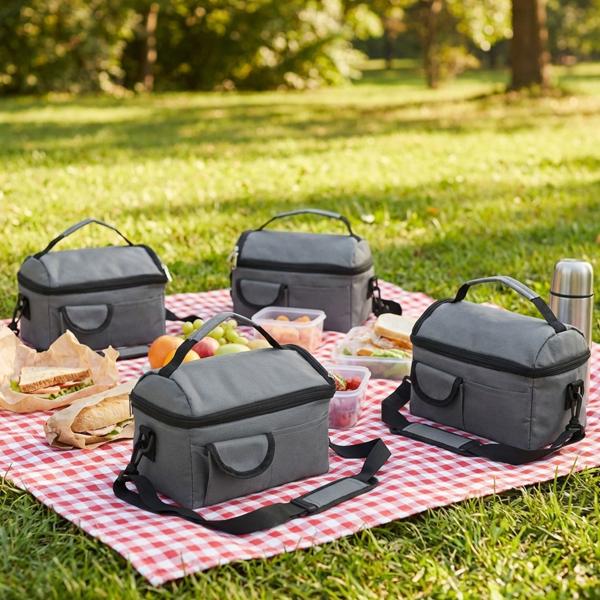 set of 4 mini cooler bags, foldable, 6l: Keeps snacks & drinks fresh - Ideal for picnics & office - Compact, lightweight & leak-proof