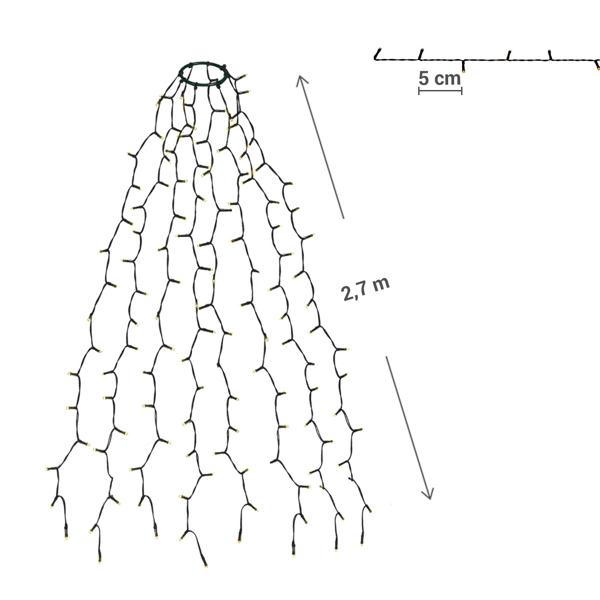 Strahlende 320 LEDs Lichterkette Warmweiss 2,7m – Für Aussen & Innen, IP44 – Überwurf-Lichterkette für Weihnachtsbaum 