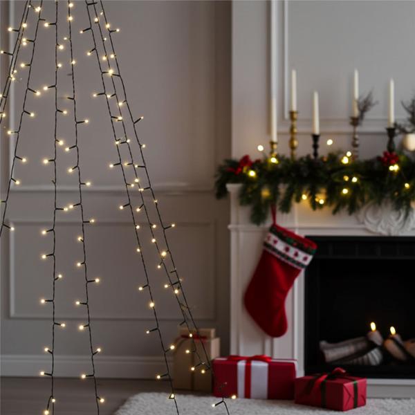 2-piece Set Radiant 320 LED String Lights Warm White 2.7 m – For Outdoor & Indoor, IP44 – Over-the-tree String Lights for Christmas Tree 