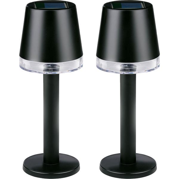 set of 2 modern solar table lamps black: design outdoor lamp, cordless & weatherproof - your stylish eye-catcher for garden, balcony & terrace