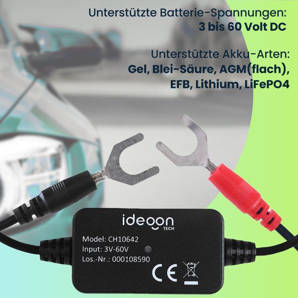 Hochleistungs-KFZ-Batterie-Wächter mit App – Zuverlässige 6-12V Überwachung für maximale Startleistung, Batterie Monitor, IPX7