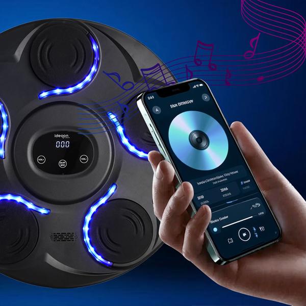 Machine de boxe musicale, 7 vitesses et Bluetooth – travail des réflexes et de la coordination, gants de boxe fournis – source de motivation