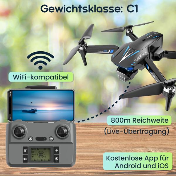 Profi GPS-Drohne mit Full-HD-Kamera & 3-Achsen-Gimbal – 800m Reichweite, Live View, Follow-Me-Modus & Ersatzrotoren
