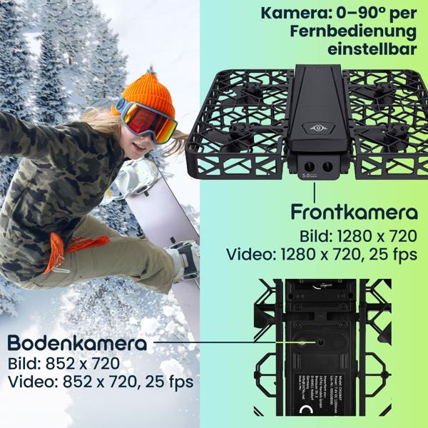 Kamera Drohne faltbar mit Full-HD Dual-Kamera & 120m Reichweite – FPV Steuerung m. 4,5 Zoll HD Bildschirm, Optical Flow & 50x Zoom